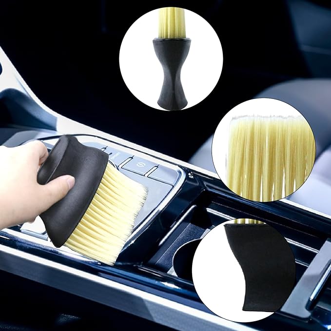 4 Pcs Auto Interior Dust Brush Set Soft Bristles Detailing Brush Dusting Tool Car Interior Cleaning Soft Brushes Duster for Automotive Dashboard, Air Conditioner Vents, Keyboard Dust Removal(Yellow)