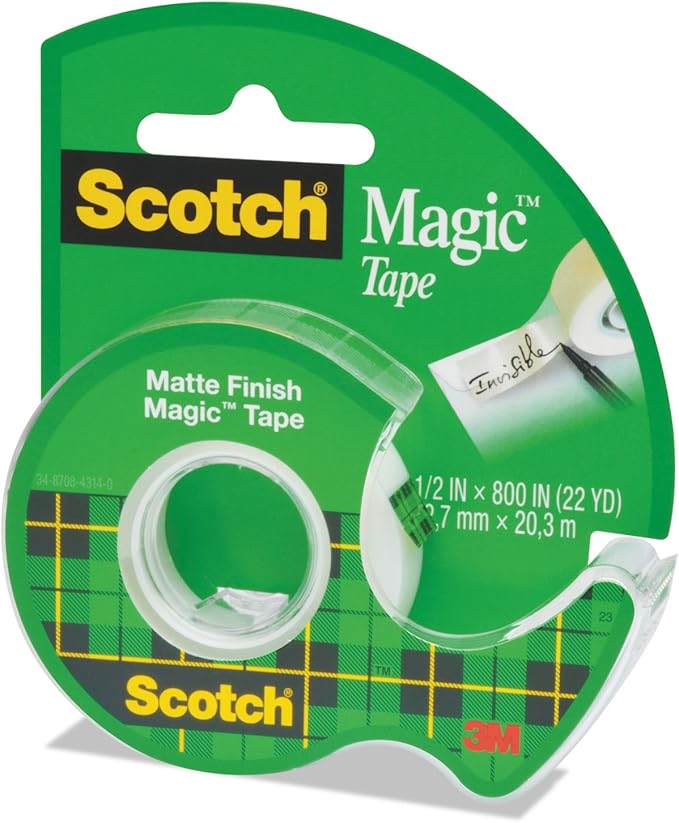 Scotch 119 Magic Tape in Handheld Dispenser, 1/2-Inch x 800-Inch, 1-Inch Core, Clear