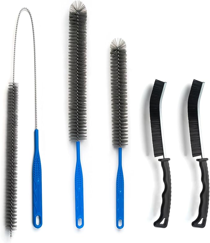 Dryer Vent Cleaner Kit and Grout Brush, Refrigerator Flexible Long-Handled Coil Cleaning kit - Air Conditioner Cleaning Brush Set - AC Washing Machine washbasin Brush for Household Maintenance