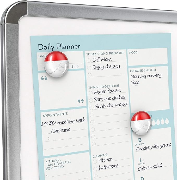 ARTEZA Magnetic White Board Set, 2-Pack 8.5x11 Dry Erase Boards with Markers & Magnets, for Wall, Fridge, Office, Planning & Classroom Use