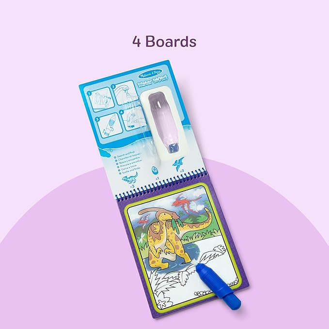 Melissa & Doug On The Go Water Wow! Mess Free Coloring Book, Reusable Water-Reveal Activity Pad, Dinosaurs, Travel Toys, Party Favors, for Toddlers & Kids Ages 3+