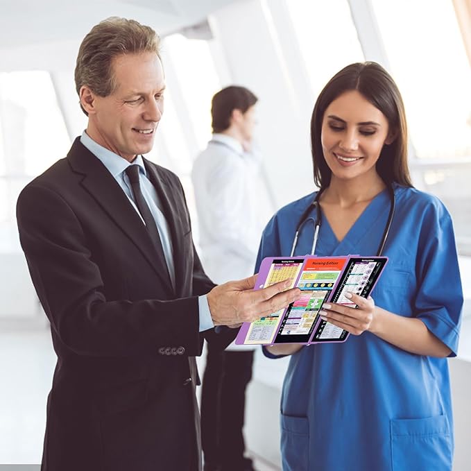 Foldable Nursing Clipboard with Storage - Portable & Compact Medical Clipboard for Nurses, Doctors, and Students - Includes Medical Reference Cheat Sheets and Pen Holder(Purple)