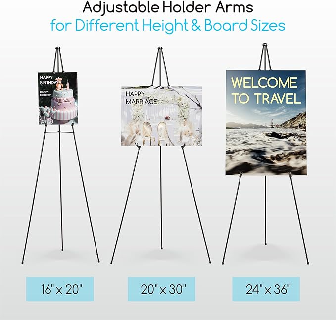 MEEDEN 6Pcs Easel Stand for Sign: 63" Art Metal Easels for Display with Bag - Portable Foldable Instant Tripod Easel Sign Stand for Wedding, Painting Canvas, Presentations, Posters