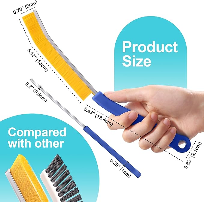 JOYMOOP 8 Pack Crevice Cleaning Brush, Hard Bristle Grout Brush, House Cleaning Supplies, Magnetic Gap Cleaning Brush for Kitchen, Bathroom, Window, Toilet, Multifunctional Cleaning Tools-4 Colors