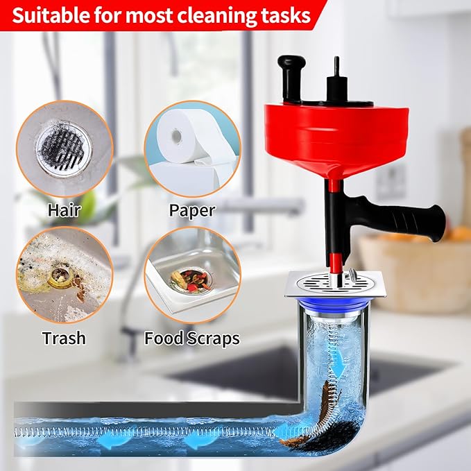 50 Ft Plumbing Snake Tools, Drain Snake with Drill Attachment, Double Mode Drain Auger for Shower, Sink, Bathrom and Kitchen, w/Gloves and Storage Bag