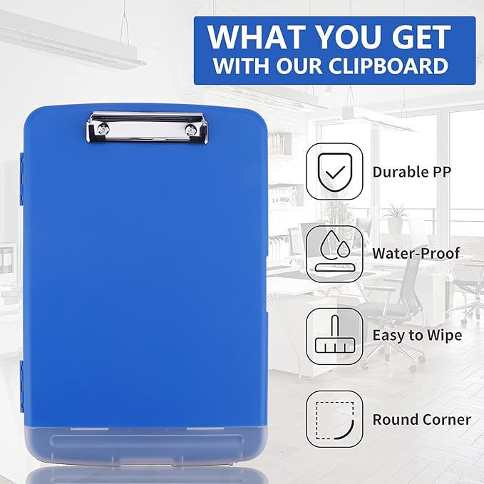 SFLHHDM Storage Clipboard with Pen Holder, High Capacity Clipboards for Classroom, Clip Boards 8.5x11 with Storage, Low-Profile Clip, Lightweight Plastic Clipboard for Kids, Lawers, Office Workers
