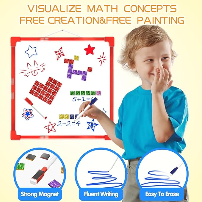 Learning Educational STEM Toy,Mosaic Magnetic Puzzle,330 Foam Building Blocks with 20 Patterns,Math Counting Activities, Montessori Sensory Art Kit Gift for Boy Girl Kids 4 5 6 7+