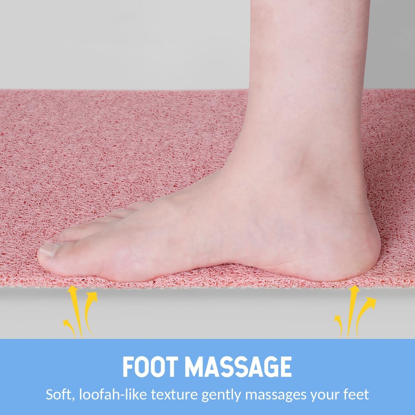 Non-Slip Bathtub Mat, Anti Slip Shower Mat, Fast Drying Bathtub Mats, Foot Scrubber Mat, Anti Slip Mat for Tub, Floor, Bathroom, Kitchen, Home, Hotel (Pink 40"×28")