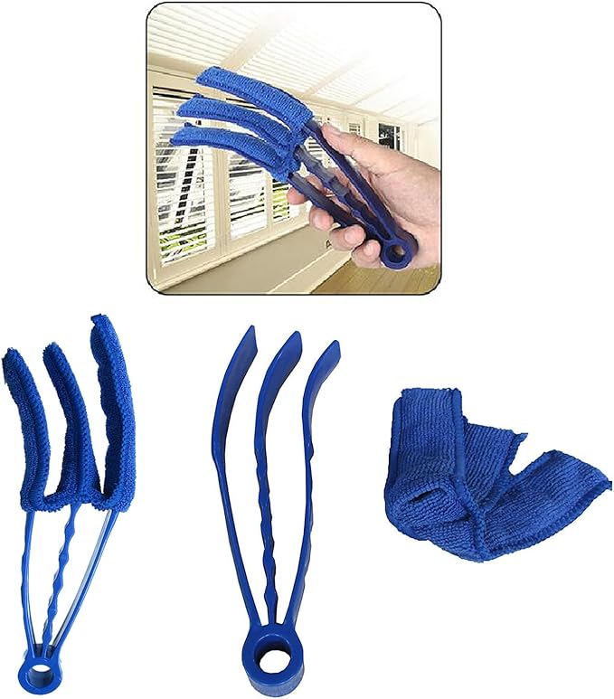Universal Blind Cleaning Brush,Microfiber Venetian Blind Cleaner Brush Tool,Shutter Brush Works on Vertical/Horizontal Blinds for Dust Removal,Reusable & Washable,2 Pack (Blue)