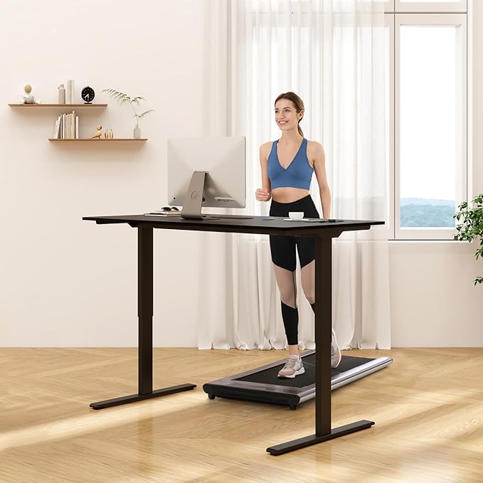 FLEXISPOT Standing Desk Electric Height Adjustable Desk with 40 x 24 Inch Splice Board, Home Office Computer Workstation, Black Top + Black Frame