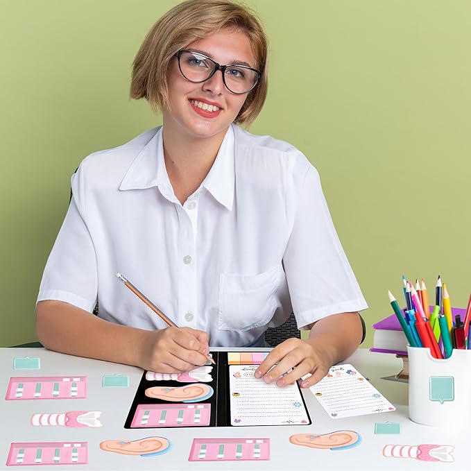 B1ykin Cute Sticky Notes Set - It’s A Good Day To Help Tiny Humans Communicate Self-Stick Notes Pad, 550 Sheets Writing Memo Pages Sticky Notepad for Teacher Appreciation Gifts for School Office (SLP)