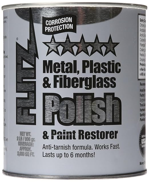 Flitz Multi-Purpose Metal Polish Paste - 2lb Can of USA-Made Chrome Polish - Works on Stainless Steel, Aluminum, Plastic, Jewelry and Cars - Non-Abrasive Cleaner & Rust Remover (12 Pack)