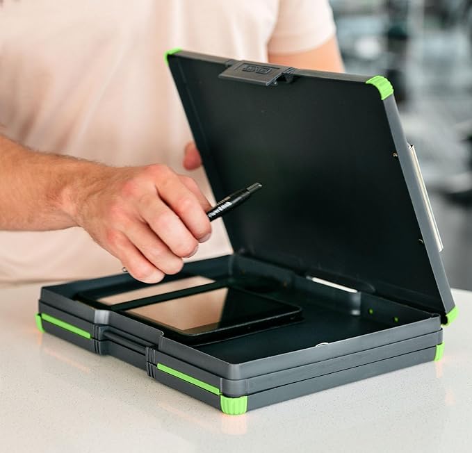Dexas Duo Clipcase, Double Sided Clipboard Design, Portable Clipboards 13”x10” Gray/Green, Combine Style and Functionality Office Supplies for Nursing, School, Work, Trades, Home Office (Pack of 3)