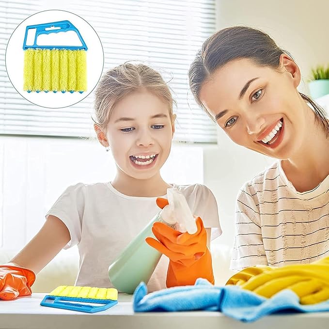 Universal Blind Cleaning Brush,Microfiber Venetian Blind Cleaner Brush Tool,Shutter Brush Works on Vertical/Horizontal Blinds for Dust Removal,Reusable & Washable,2 Pack (Orange)