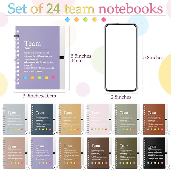 Feifeiya 24 Pcs Employee Appreciation Gifts Bulk Team Recognition Notebooks with Sticky Notes Staff Thank You Gifts for Social Worker Teacher Nurse Coworker Office Motivation Set (Neutral Colors)