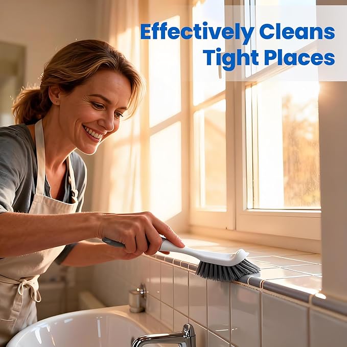3 Pack Scrub Brush Set, Hard Bristle Brushes for Cleaning Bathroom, Sink, Corner, Stove, Tile Grout, Tight Spaces