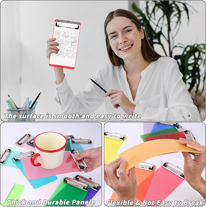 20 Pcs Mini Plastic Clipboards Bulk 20 Assorted Colors 4 x 8 in Kids Clip Board Half Page Clipboard Portable for Restaurant School Waitress Guest Server Books Menu Holder