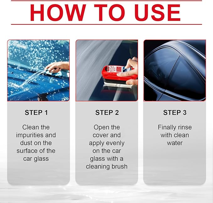 Automotive Oil Film Cleaning Brush for Car Windows, Glass Cleaning Board, Car Windshield Cleaner, Suitable for Windshield Glass Oil Film Remover (1, Red-black) (1, Red-white)