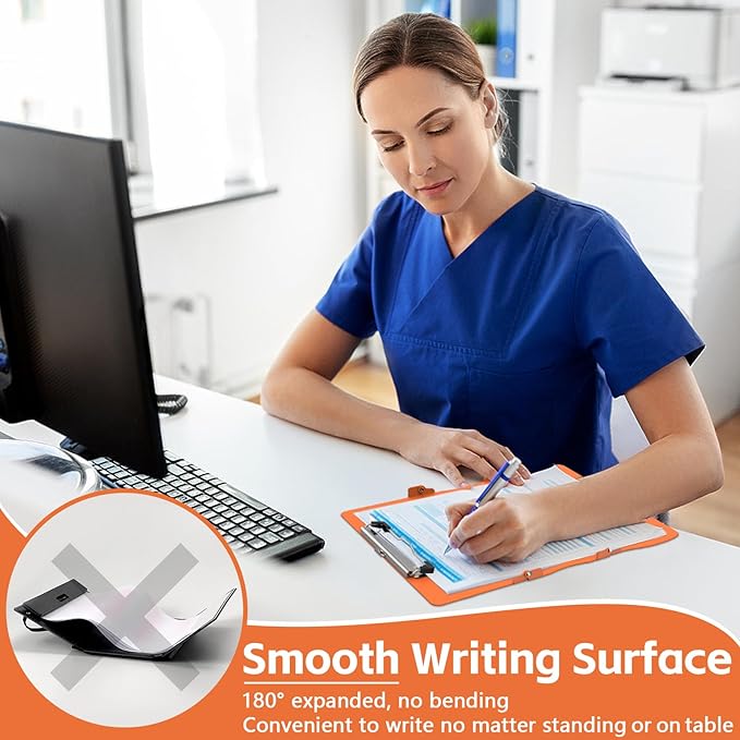 Nursing Clipboard Foldable Nurse Clipboard: Folding Clipboards with Nursing Edition Cheat Sheets Pocket Size Trifold Foldable Clip Board for Nurses School Students Orange