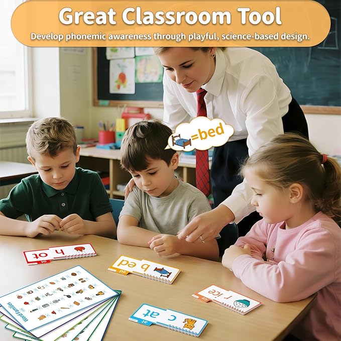 Phonics Flash Cards Word Family Build Book, 40 Read & Rhyme Flip Books, Learn to Read for Kids Ages 4-8, Engaging Educational Tools for Preschool-Kindergarten, Fun Sight Words & Phonics Games