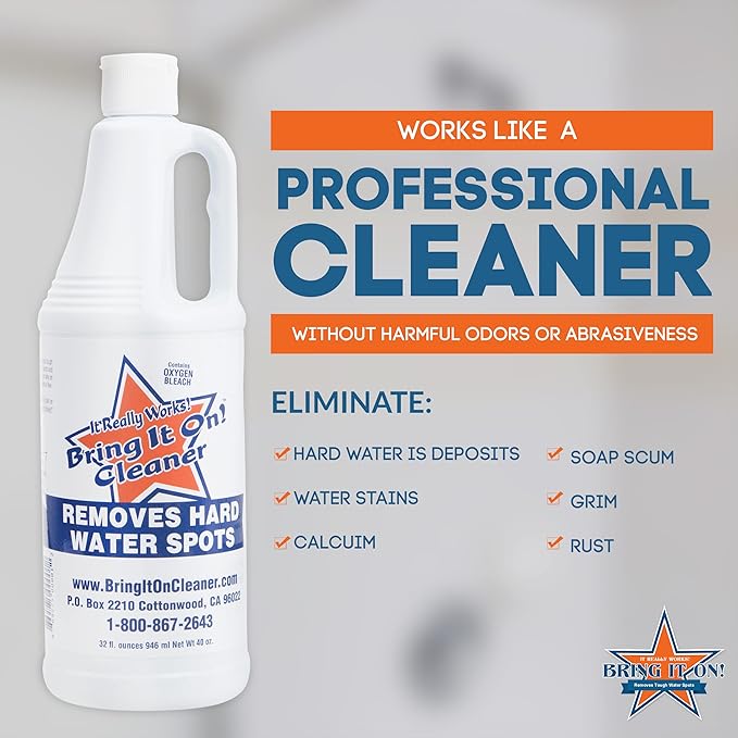 BRING IT ON! CLEANER 16 - Ounce Case | Hard Water Spot Remover | Shower Door Cleaner | 12 – 12 Ounce Bottles of Product