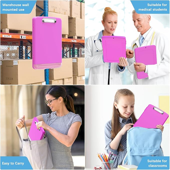 Hongri Clipboard with Storage with Pen Holder, Folder Nursing Clip Board 8.5 x 11 Foilo-Side Opening, High Capacity, Light Weight for Teachers, Classroom. Size 14 x 9.6 x 1.2 in(Light Red)