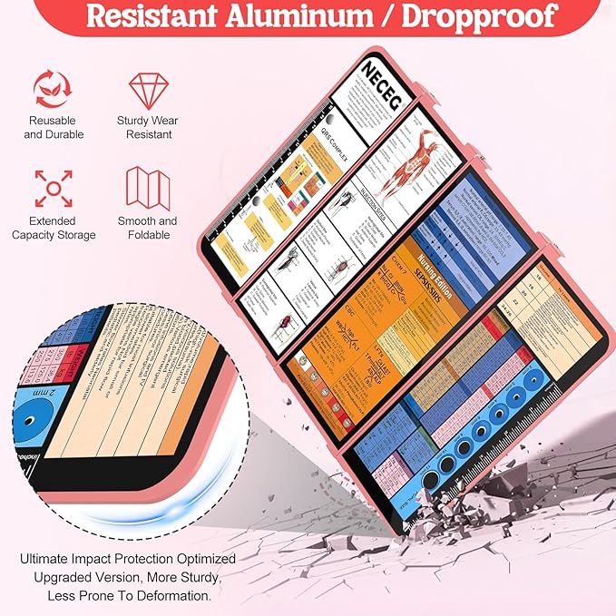 Nursing Clipboard Foldable Edition Cheat Sheets Aluminum 4 Layers Pocket Size Size Pen Clip Pocketfor Nurses Students School Doctor- Rose Christmas Gifts Idea