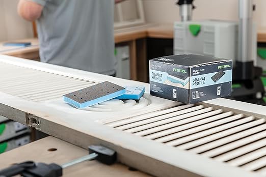 Festool 578800 Granat Profile Medium 80x133 mm Profile Sanding Sheets – 10 Pack | Flexible Foam Abrasive for Contours, Moldings & Curved Surfaces | Hook & Loop, 1/2" Foam Backing