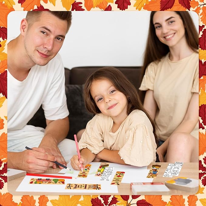 75Pcs Fall Color Your Own Bookmarks for Kids Religious Theme DIY Coloring Blank Bookmark Christian Classroom Art Craft Supplies for Teachers Students Gift Party Sunday School Reward Goodie Fillers
