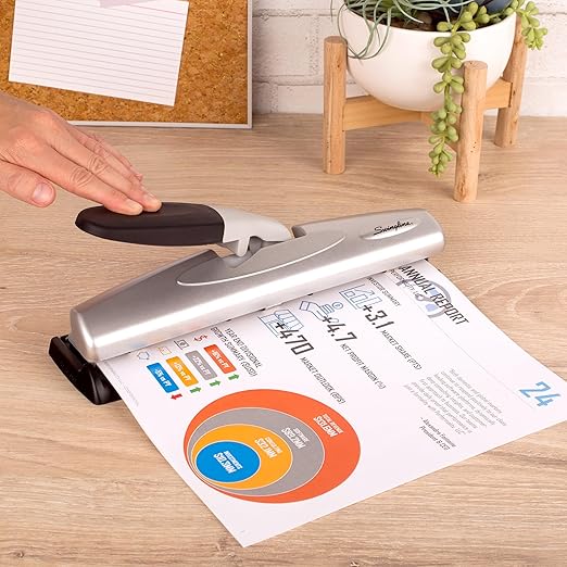 Swingline Hole Punch, Desktop Hole Puncher, 12 Sheet Punch Capacity, 2-3 Holes, Adjustable, LightTouch, Black/Silver (74026)