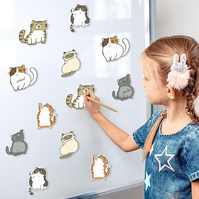 Bright Color Sticky Note - 72Pcs Cute Cat Super Sticky Note Pads Pen Ribbons Set Sticking Power Memo Pads School Supplies Office Products Page Markers Clean Removal Strong Adhesive Index Tabs