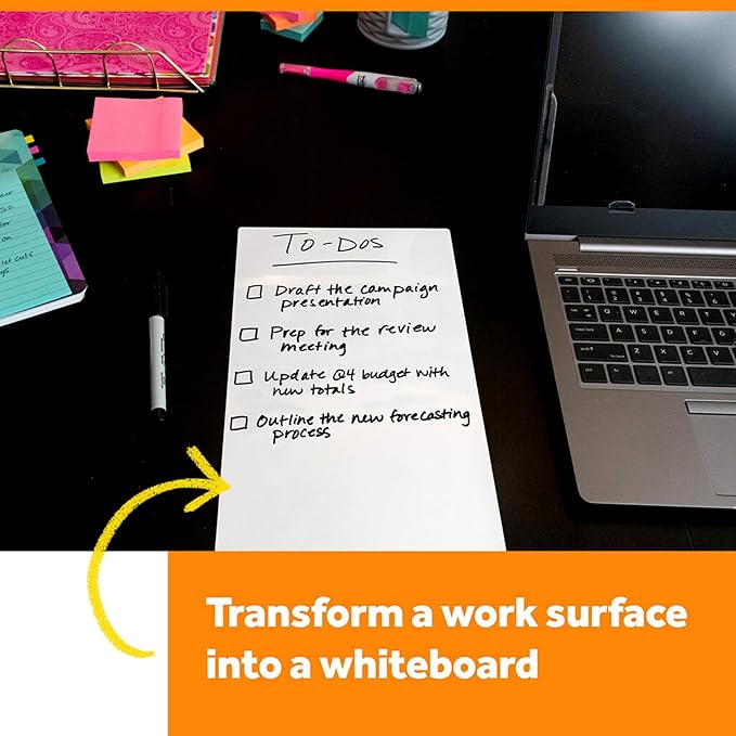 Post-it Dry Erase Sheets, 7 in x 11.3 in, 3 Sheets, Sticks Securely and Removes Cleanly (DEFSHEETS-3PK)