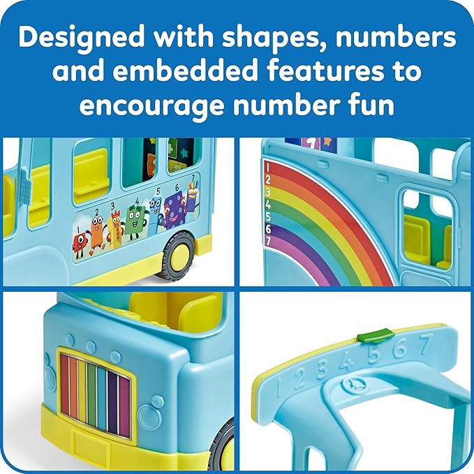 hand2mind Numberblocks Rainbow Counting Bus, Music Toys for Kids Ages 3-5, Toddler Musical Number Toys, Play Figure Playsets, Preschool Learning Toys, Birthday Gifts for Kids