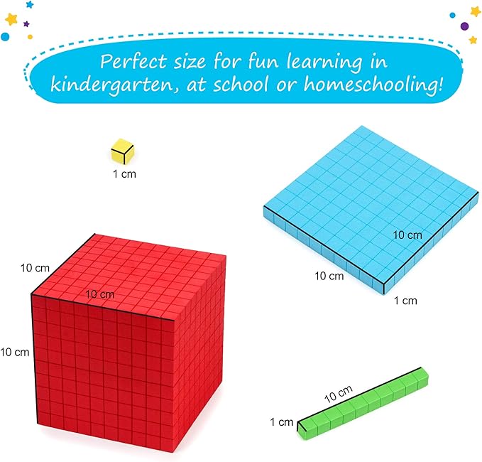 Simply magic 131 PCS Foam Base Ten Blocks for Math - Place Value Blocks, Base 10 Math Manipulatives K-3, Math Counters, Number Blocks, Math Cubes, Counting Blocks - Kindergarten 1st 2nd 3rd Grade