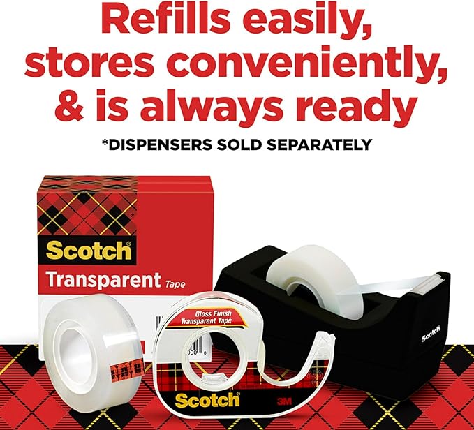 Scotch Transparent Tape 12'' X 4501 ea,(Pack of 2)