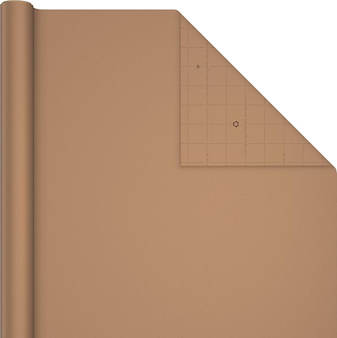Hallmark Bulk Kraft Wrapping Paper with Cut Lines (2 Rolls: 160 sq. ft. ttl) White and Brown for Christmas, Hanukkah, Baby Showers, Weddings, Birthdays, Valentines Day, Arts & Crafts, Banners