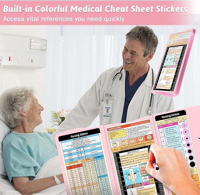 Nursing Clipboard Foldable Clipboard Medical: Edition Cheat Sheets Aluminum 3 Layers Foldable Clipboards Nursing Pocket Size Profile Clip Nurse Clipboards Notepad for Nurses Students and Doctors