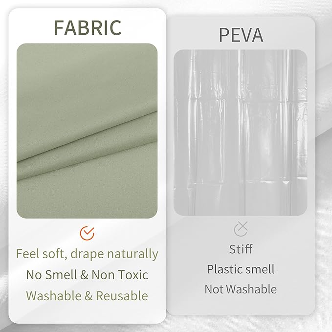 ALYVIA SPRING Stall Fabric Shower Curtain Liner Waterproof - Soft & Lightweight Small Shower Curtain with Magnets for Narrow Stall Size, Machine Washable - 36x72, Desert Sage