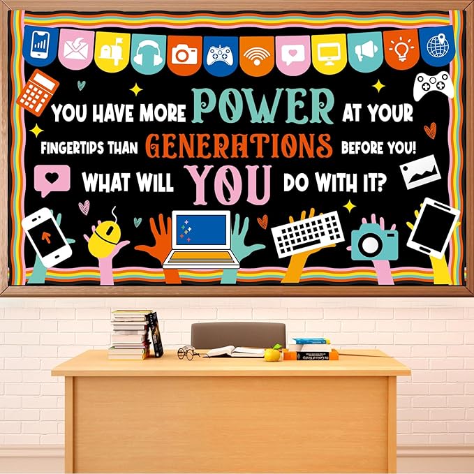 Computer Science Bulletin Board Set Inspirational Technology Digital Classroom Decoration Mental Health Growth Mindset Paper Cutouts Computer Lab Bulletin Board for School Office Home Wall Door Decor