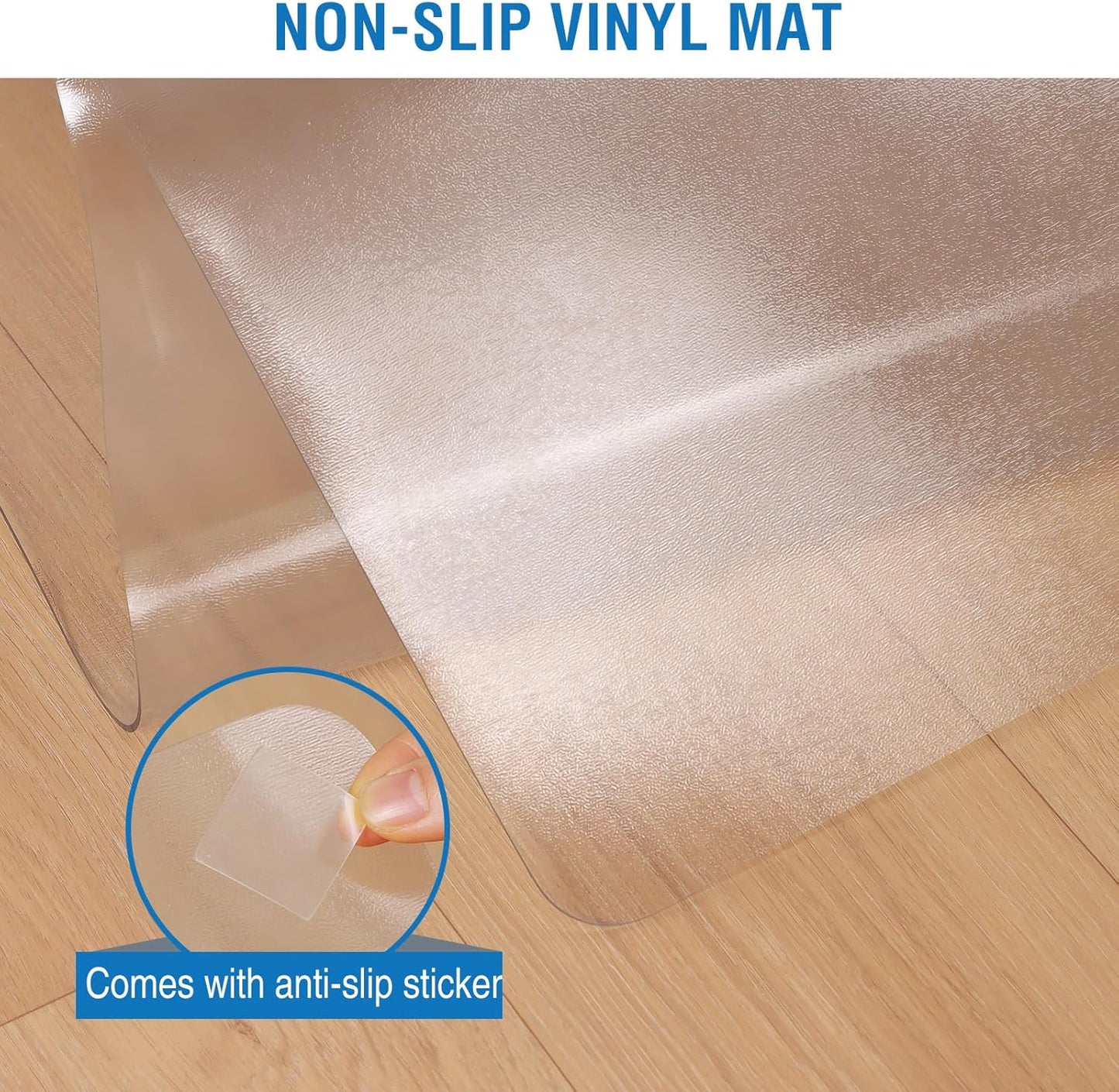 Clear Chair Mat, 60" x 50" Office Chair Mat for Hard Floors, Floor Protector Desk Mat for Gaming Chair, Vinyl Floor Mat for Home Office Kichen Living Room, Clear