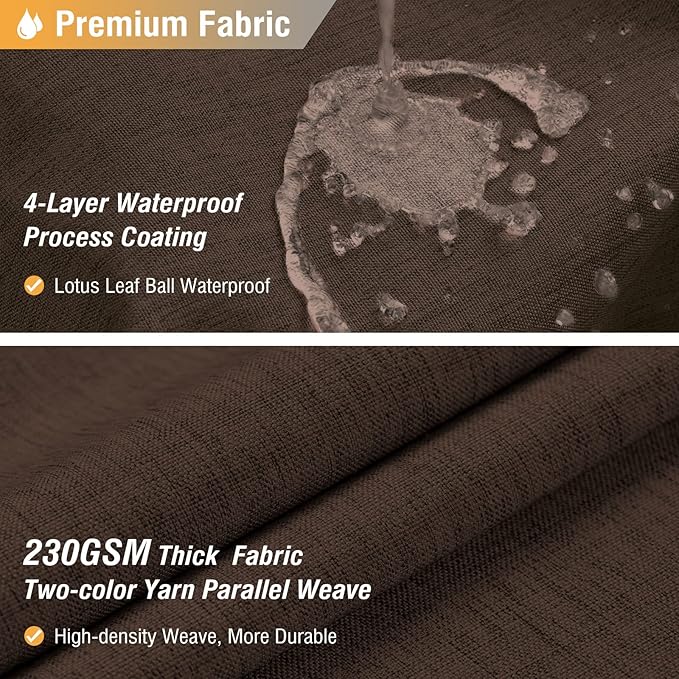 BTTN Brown Shower Curtain - Linen Textured Heavy Duty Waterproof Cloth Shower Curtain Set with 12 Plastic Hooks, Hotel Spa Luxury Simple Decorative Thick Fabric Shower Curtains for Bathroom - 72x72