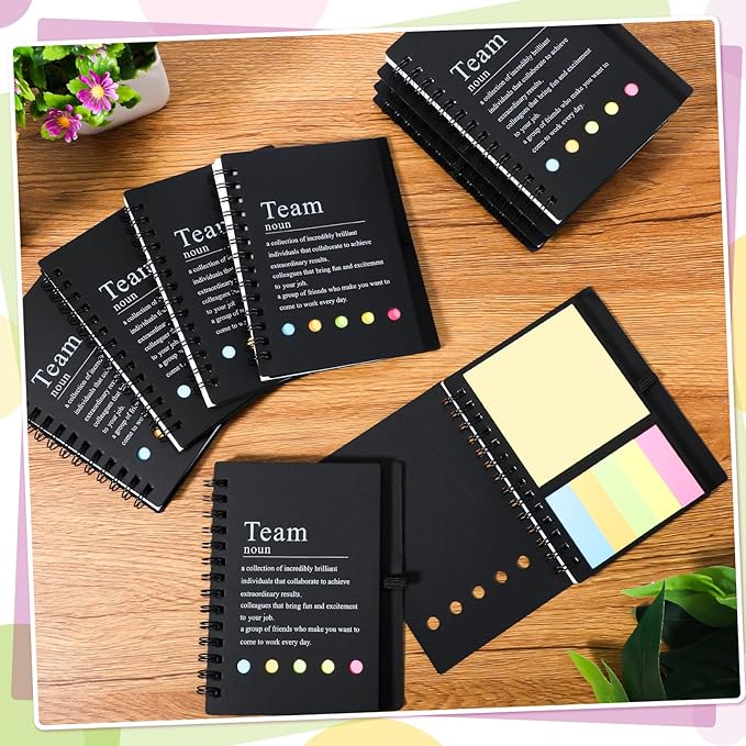 24 Pcs Employee Appreciation Gifts Bulk Team Recognition Notebooks with Sticky Notes Staff Thank You Gifts for Social Worker Teacher Nurse Coworker Office Motivation Set (Black)