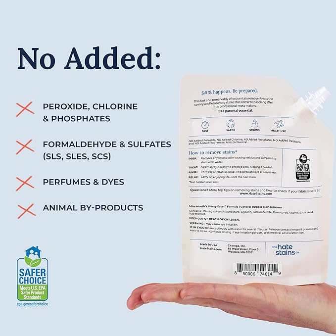 Miss Mouth's Messy Eater Stain Treater - 2 Pack Stain Remover Spray and 16oz Refill Pouch