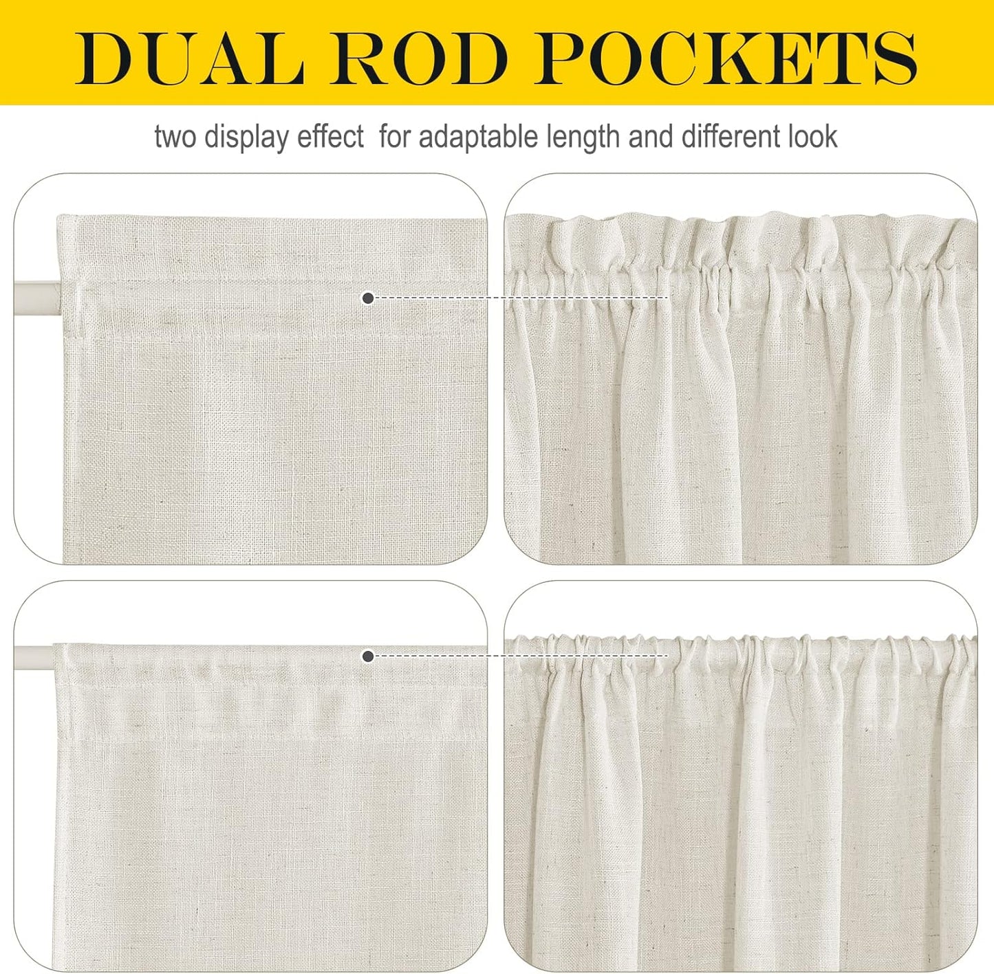 NICETOWN Front Door Curtain - Soft Beige Linen Weave Pattern Door Shade for Windows Light Filtering Rod Pocket French Window Cover for Entryway/Garage with Tieback, 1 Panel, 26" W x 40" L