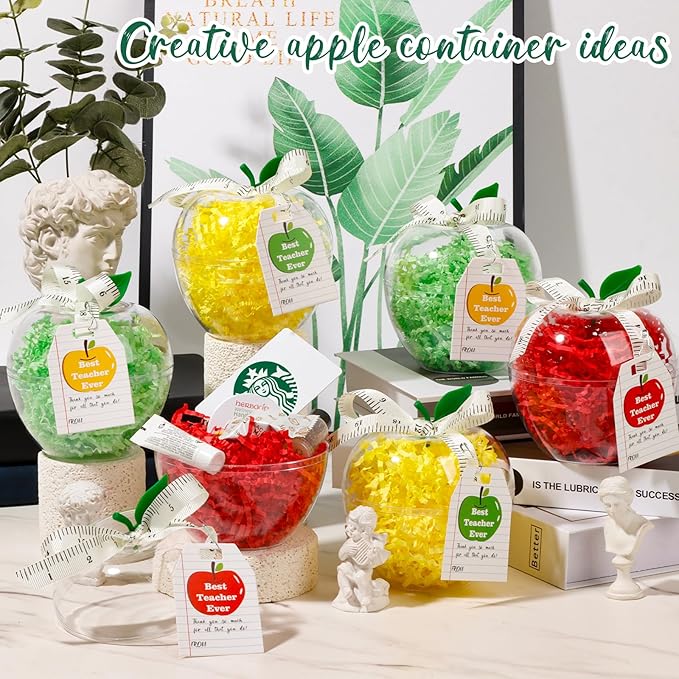 dZbGift Teacher appreciation gifts in bulk,Teacher gifts card holder-6pcs plastic apple containers,back to school,first day of school,teacher birthday gifts