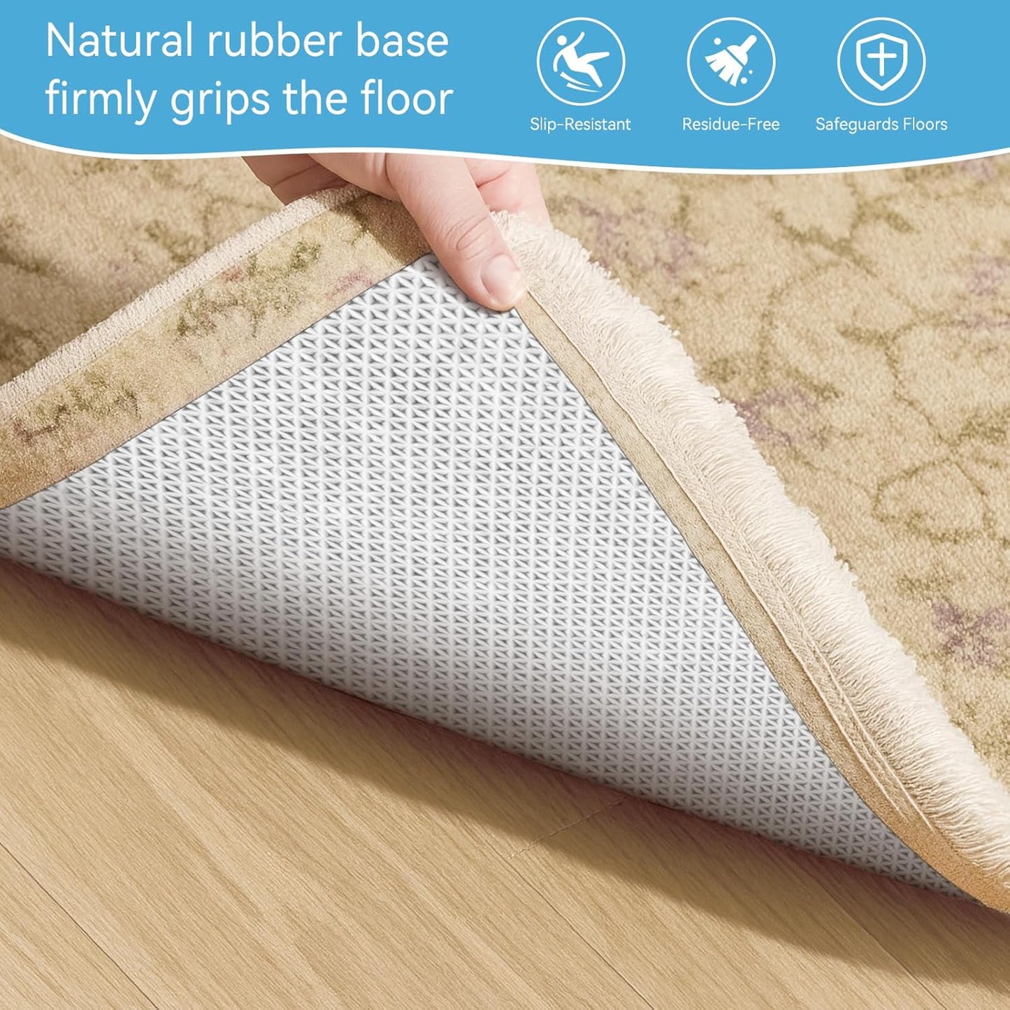 Warmstar 3x5 FT Non Slip Rug Pad,100% Waterproof Felt Rug Pad for Hardwood Floors,1/8” Thick Soft Carpet Pad with Natural Rubber Backing, Secure Grip & Floor Protection