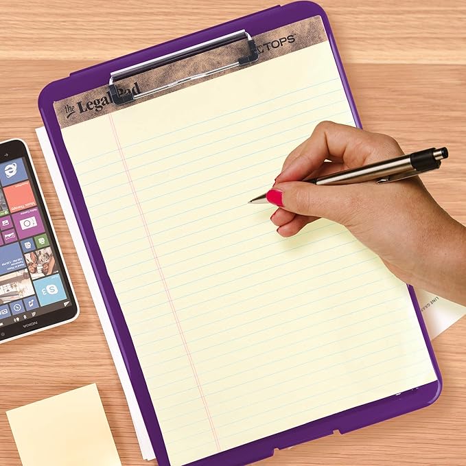Clipboard with Storage Slim Folding for Nursing, Teachers, Coaches & Office, Plastic Heavy Duty with Pen Holder (9.5” x 13.5”) (Purple)