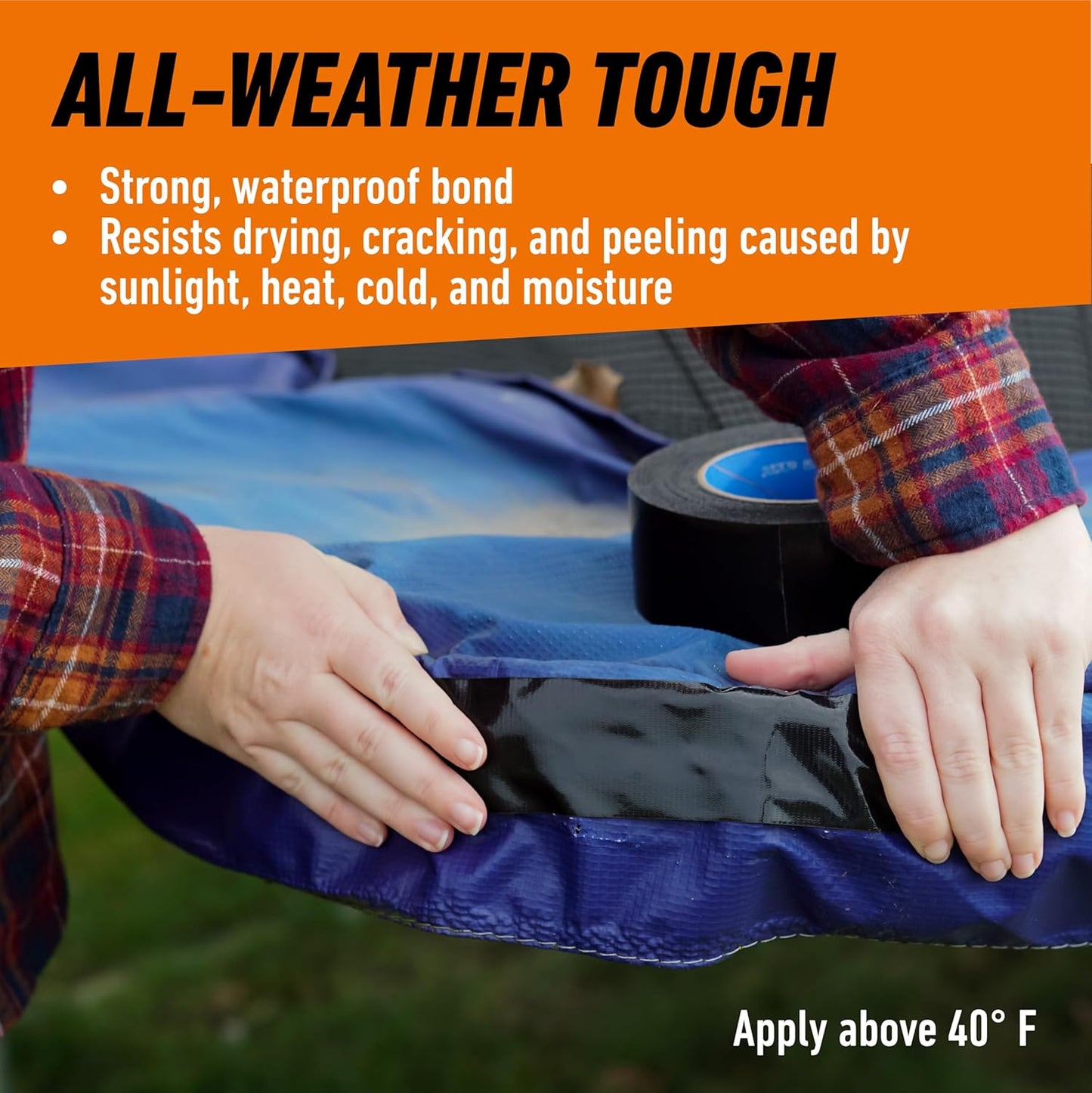 Gorilla All Weather Duct Tape, Black, 1.88" x 25 yd (Pack of 25) - UV and Temperature Resistant Waterproof Tape for Outdoor Repairs