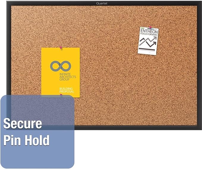 Quartet Cork Board, Bulletin Board, 6' x 4' Corkboard, Black Frame (2307B)