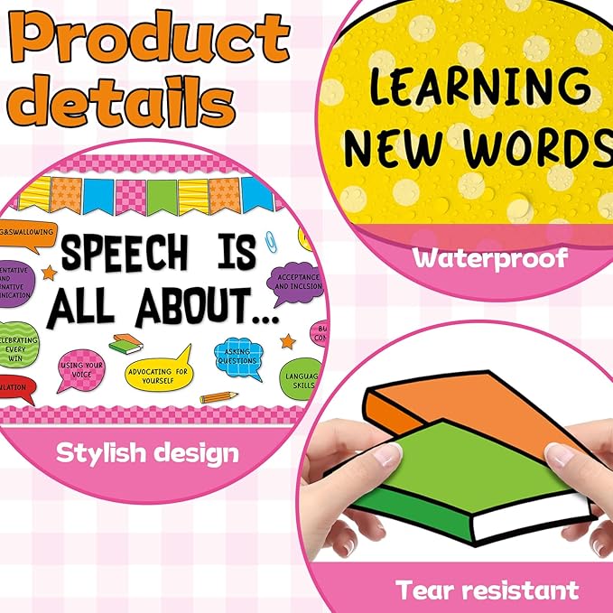 Speech Therapy Bulletin Board Set Mental Health Themed Classroom Decoration Inspirational Positive Affirmations Accents Paper Cutouts for Back to School Classroom School Home Chalkboard Wall Decor